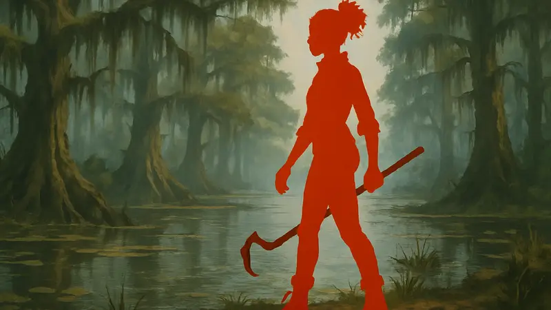Главный герой игры «South of Midnight» в стилистике американского юга, на болоте