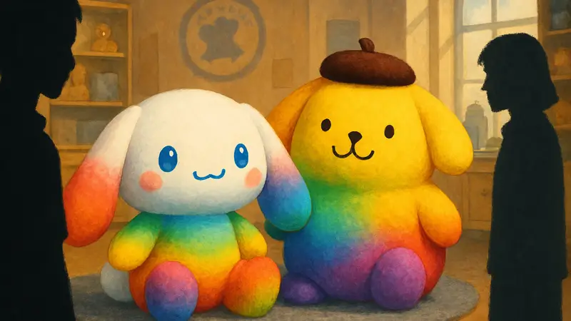 Радужные плюшевые игрушки Cinnamoroll и Pompompurin от Build-a-Bear