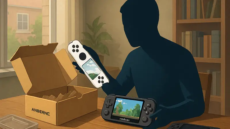 Портативные игровые консоли Anbernic RG Vita и RG Vita Pro в процессе распаковки.