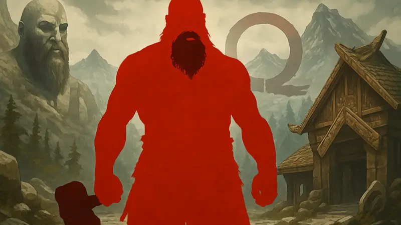 Райан Херст в образе Тора для сериала God of War, демонстрирующий физическую форму и брутальность.