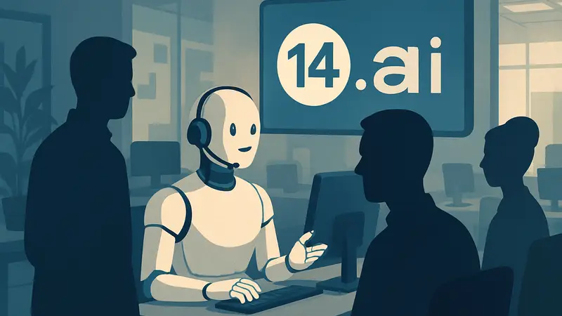 Искусственный интеллект за работой в сфере поддержки клиентов, логотип 14.ai