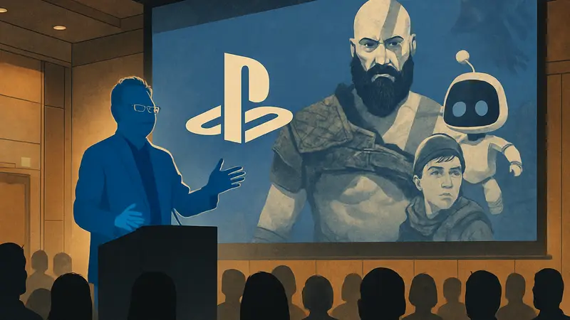 Шухэй Ёсида, бывший глава PlayStation, выступает на конференции CEDEC, объясняя решения Sony.