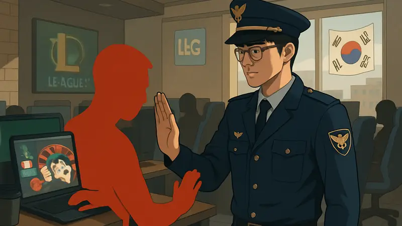 Киберспортсмен Faker в полицейской форме борется с онлайн-гэмблингом в Южной Корее.