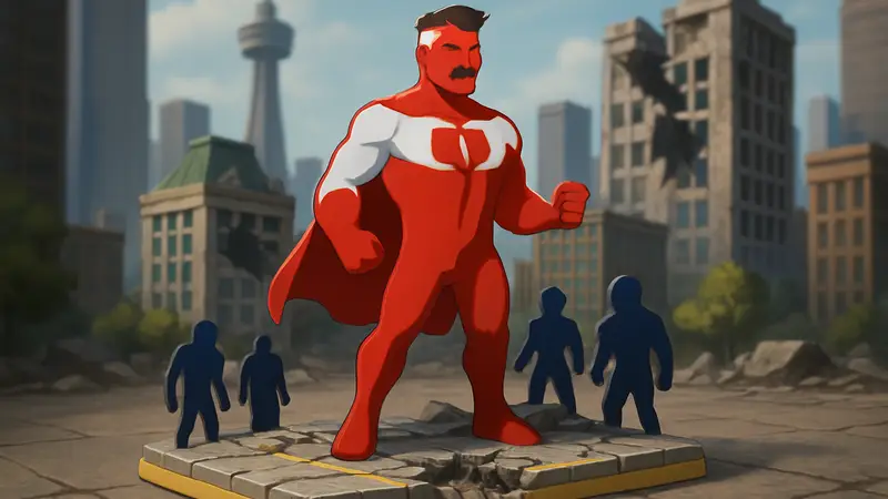 Конструктор арены «Чикаго» из файтинга Invincible VS от YouTooz с обликом Омни-Мэна