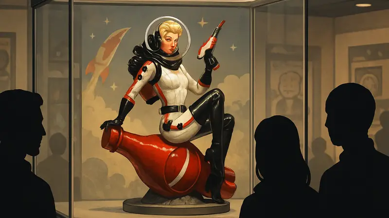 Статуэтка Nuka-Girl из Fallout 4: Nuka-World на витрине