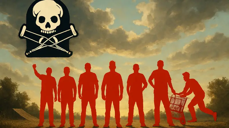 Постер фильма «Jackass: Лучшее и последнее» с членами команды «Чудаков».