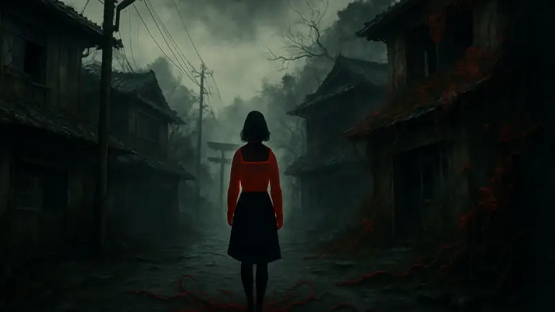 Концепт-арт Silent Hill f, демонстрирующий мрачную атмосферу и японский сеттинг игры.