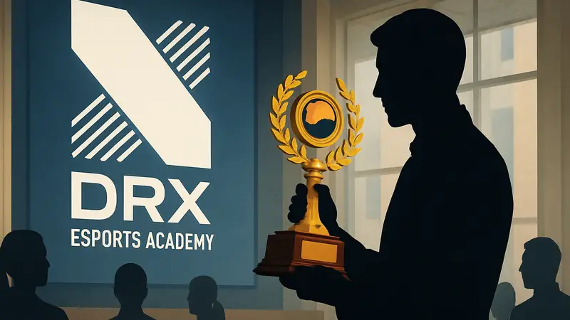 Логотип DRX Esports Academy и награда Министерства образования Южной Кореи за достижения в киберспорте