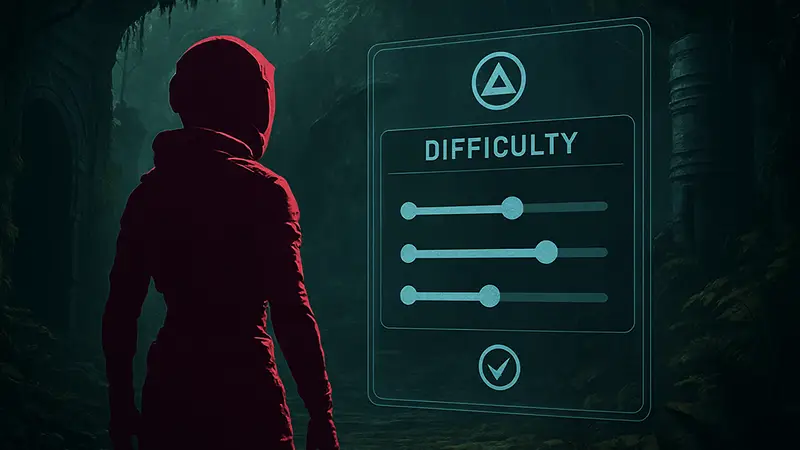 Главная героиня Returnal Селена, интерфейс настройки сложности Saros в игре