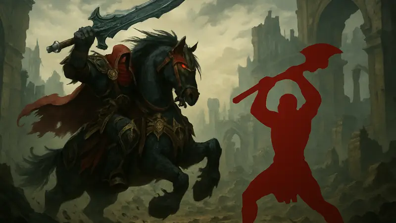 Арт с Всадником Войной из игры Darksiders в битве, сравнивающий её с God of War.