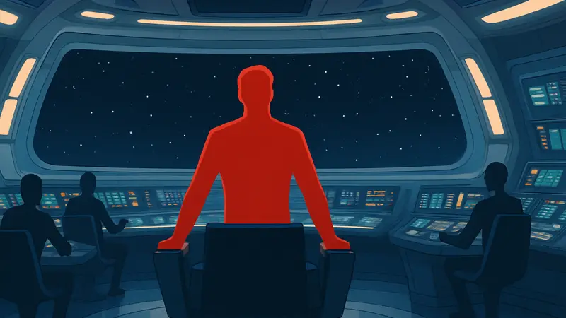 Капитан Пайк из сериала «Star Trek: Странные новые миры» на мостике «Энтерпрайза».