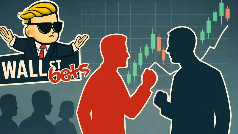 Логотип WallStreetBets и график ценных бумаг, символизирующие противостояние с SEC.
