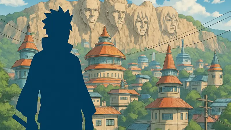 Новый ниндзя уровня Каге из манги «Boruto: Two Blue Vortex» на фоне деревни Коноха.
