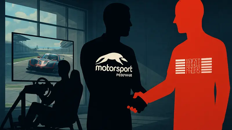 Логотипы Motorsport Australia и Next Level Racing, символизирующие продление партнерства в автосимуляторах.
