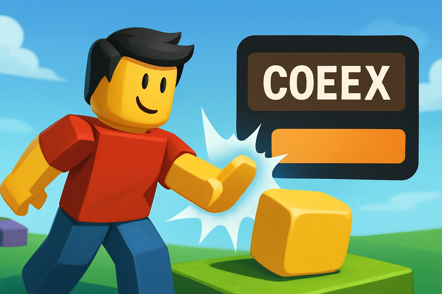 Игрок в Slap (Roblox) выполняет действие, рядом отображается текст с кодом