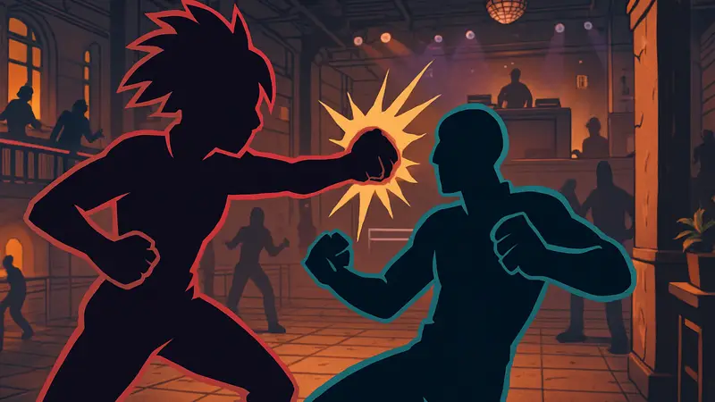 Скриншот из ритмичного бит-эм-апа Dead As Disco, показывающий персонажа в динамичном бою.