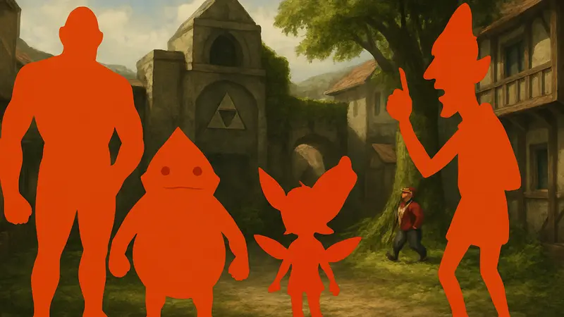 Арт с необычными второстепенными персонажами из игры The Legend of Zelda: Ocarina of Time.
