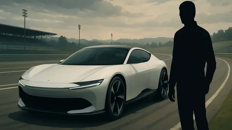 Футуристичный электромобиль Ferrari Luce с необычным дизайном на тестовом треке.