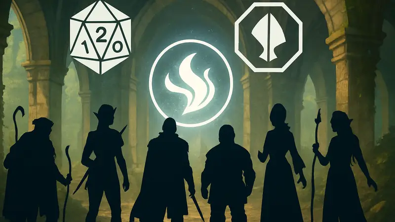 Изображение персонажей Critical Role и символов D&D, указывающее на новое заклинание