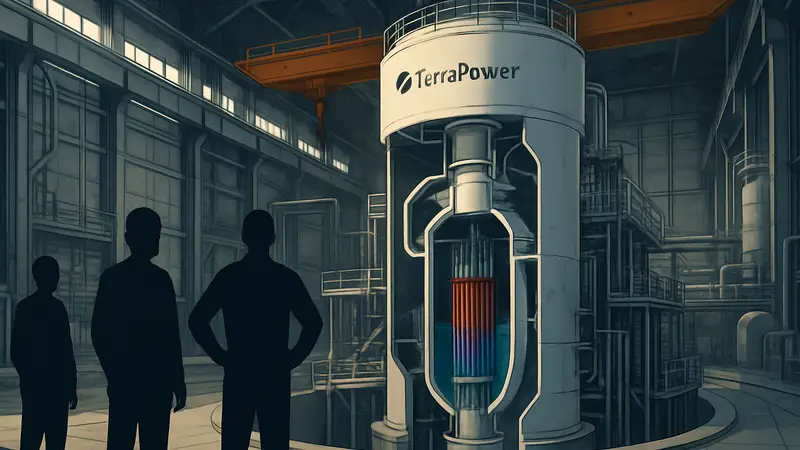 Макет или иллюстрация нового ядерного реактора TerraPower Билла Гейтса, показывающий его конструкцию.