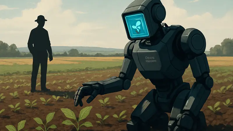 ИИ-робот Carbon Robotics с системой распознавания растений на сельскохозяйственном поле.