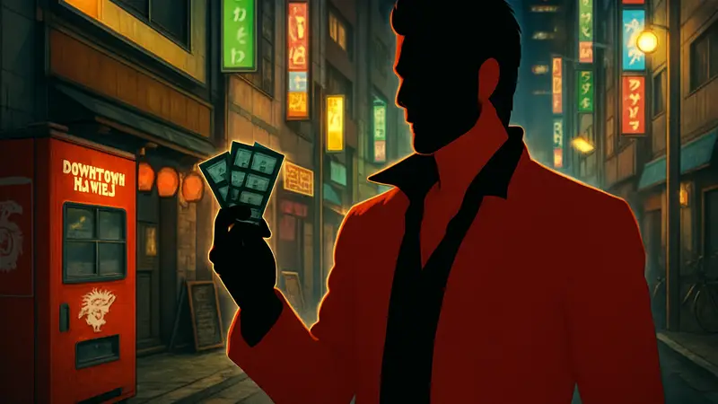 Казума Кирю из Yakuza Kiwami 3 держит лотерейные билеты для Downtown Raffle