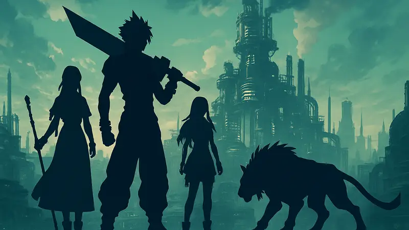 Главные герои Final Fantasy 7 Revelation в эпической позе
