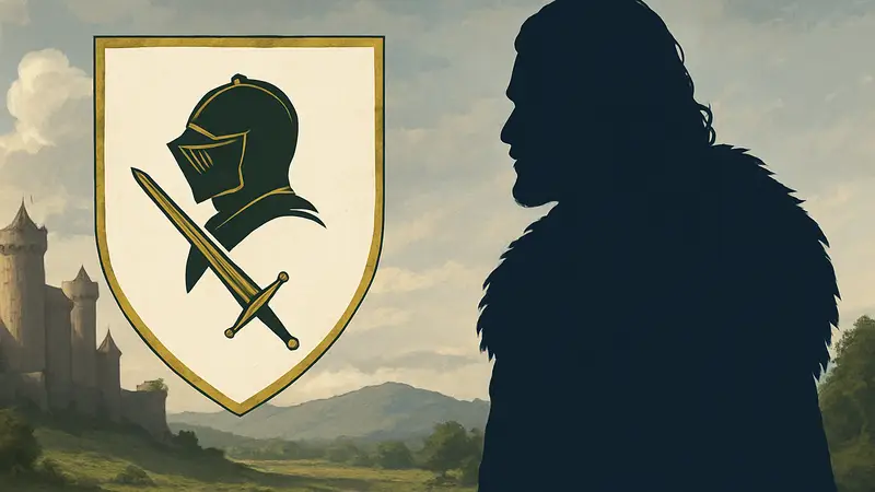 Эмблема сериала «Рыцарь Семи Королевств» и изображение Джона Сноу.