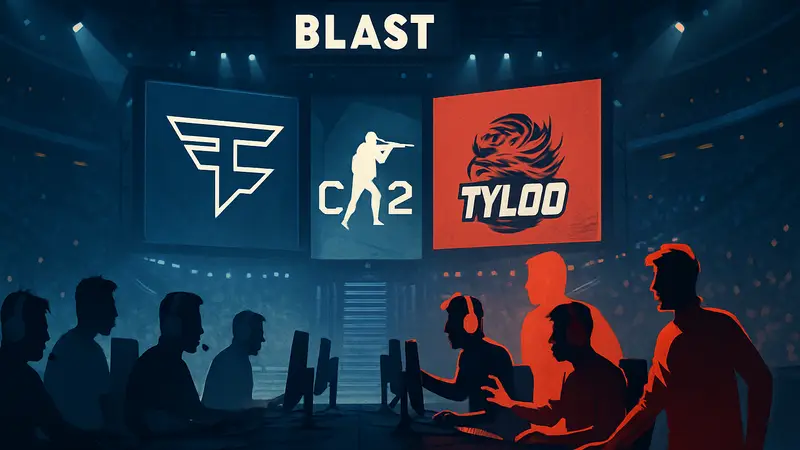 Команды FaZe Clan и TYLOO на киберспортивном турнире BLAST Open по CS2.