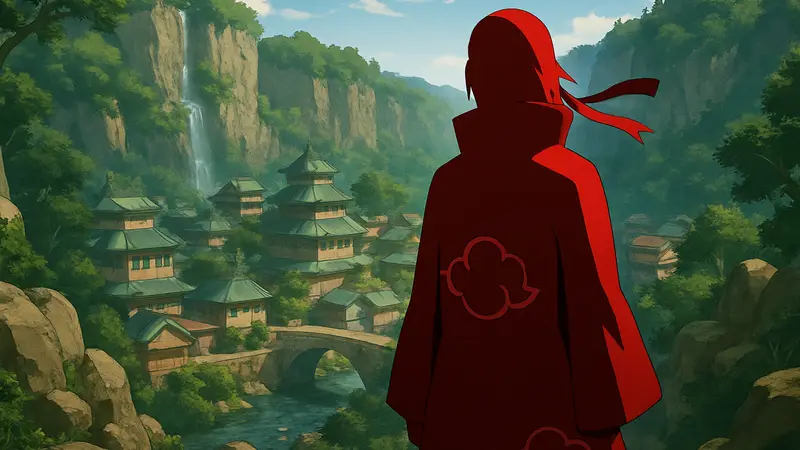 Кадр из мобильной игры Naruto с изображением легендарного члена Акацуки.