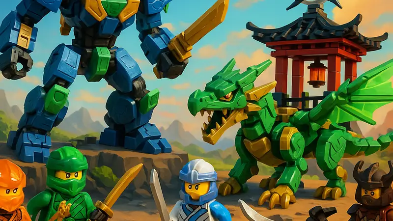 Набор LEGO Ninjago, демонстрирующий новые фигурки и элементы, которые появятся летом 2026 года.