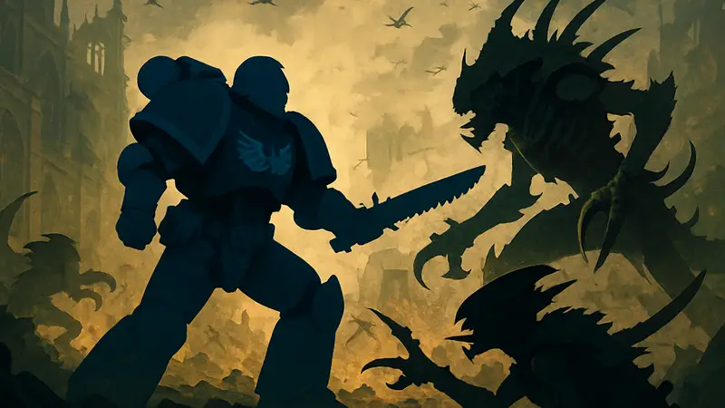 Изображение Warhammer 40k Space Marine 2: ультрамарин в бою с тиранидами.