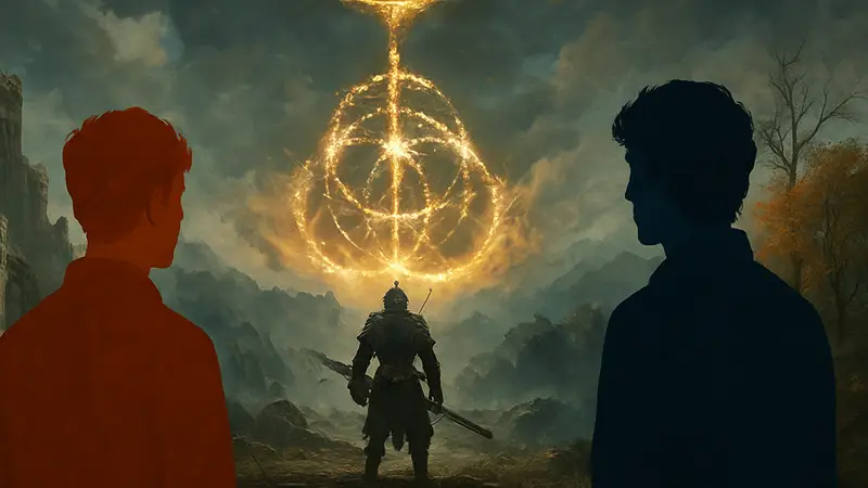 Постер фильма Elden Ring с актёрами Китом Коннором и Бену Уишоу, дата выхода 2028 год.