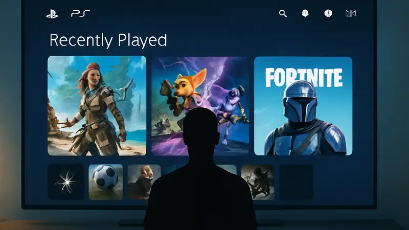 Интерфейс PlayStation 5 с разделом «Недавно сыграно» на главном экране