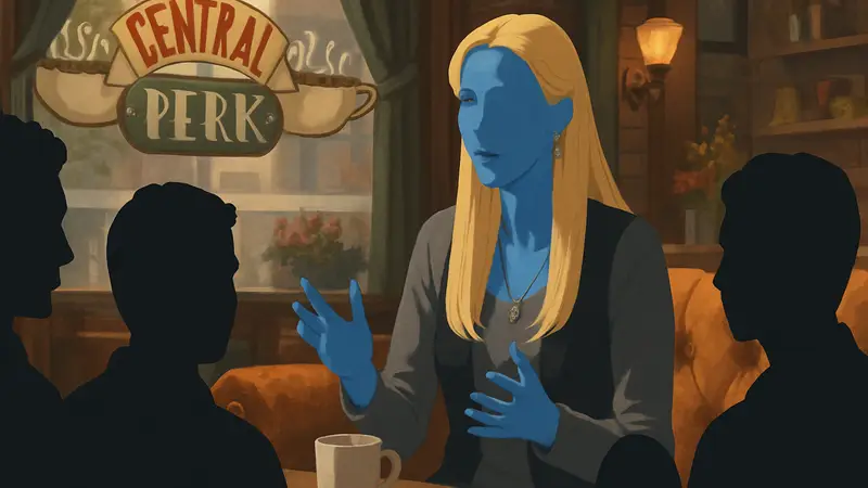 Лиза Кудроу в роли Фиби Буффе из сериала "Друзья", обсуждающая свой опыт на съёмках популярного ситкома.