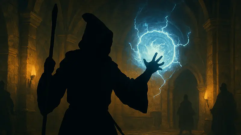 Волшебник Dungeons & Dragons использует магию, символизируя мощь неочевидных подклассов в настольной игре.