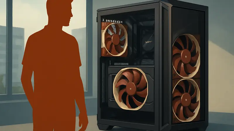 Изображение корпуса Antec Flux Pro Noctua Edition, демонстрирующее его дизайн и характерные вентиляторы Noctua.