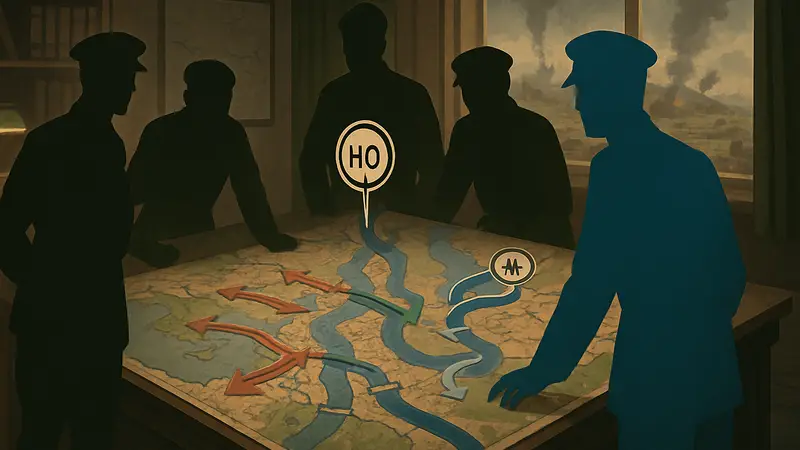 Карта сражений в Hearts of Iron 4 с новой системой военных штабов из DLC Thunder At Our Gates.