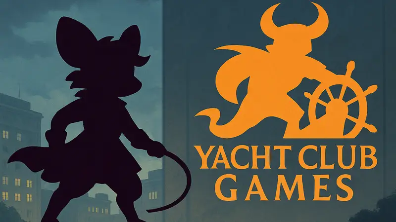 Героиня Mina the Hollower с кнутом, на фоне логотипа Yacht Club Games, объясняющего низкую цену игры.