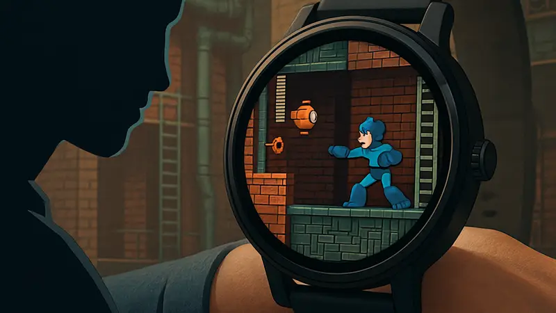 Игровой процесс Mega Man 2 на экране наручных часов Mega Man: My Play Watch.