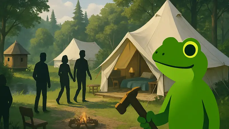 Pond Pals: лягушонок Аарон строит глэмпинг, обзор игры