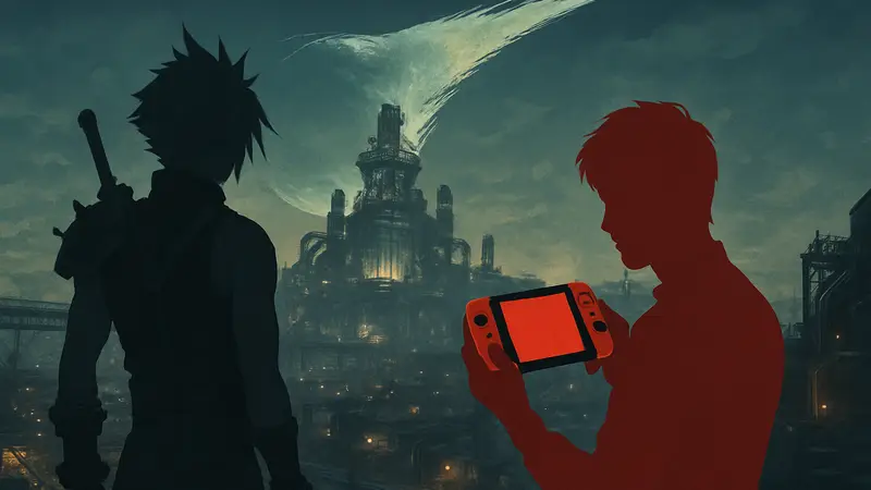 Логотип Final Fantasy VII Rebirth с намёком на Nintendo Switch.