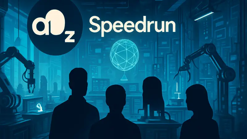 Стартап-акселератор a16z Speedrun: логотип, инновации, хайтек