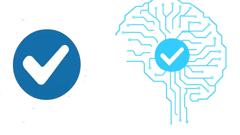 Логотип Probably и графическое представление надежного искусственного интеллекта, исключающего ошибки.