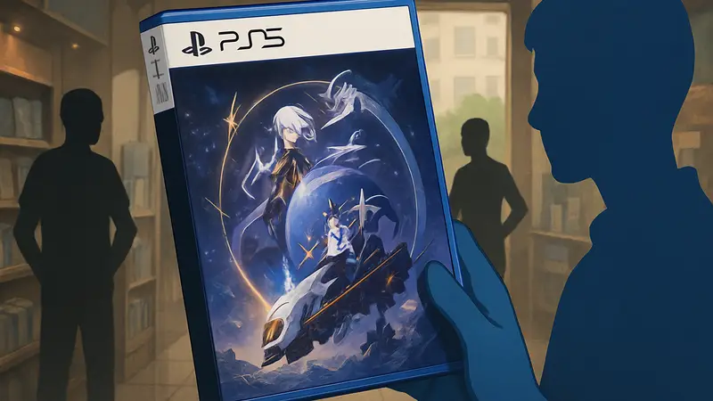 Коробка с физическим диском для игры-сервиса на PS5, возможно, Honkai Star Rail или Zenless Zone Zero.