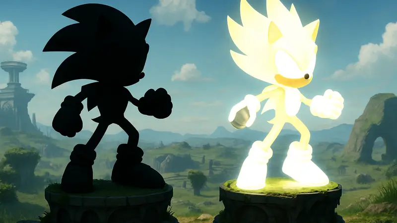Детализированные статуи Соника и Супер Соника от First 4 Figures с LED-подсветкой из игры Sonic Frontiers.