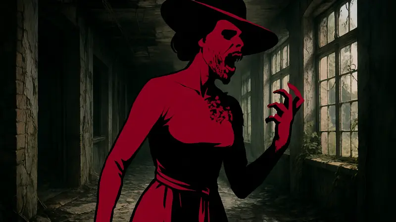 Косплеер Lady Melamori в образе Селены Кори из Resident Evil Requiem, с гримом Т-вируса.