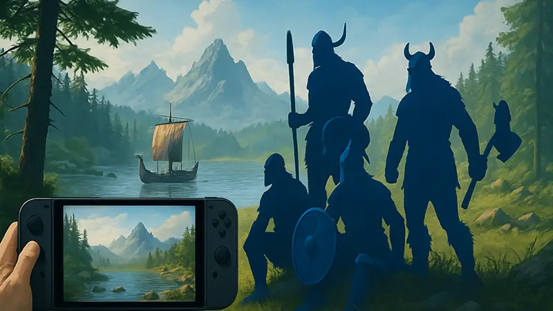Викинги в мире Valheim на Nintendo Switch 2, геймплей или арт
