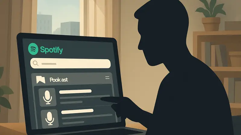 Интерфейс Spotify, где пользователь создает плейлист подкастов с помощью текстового запроса.