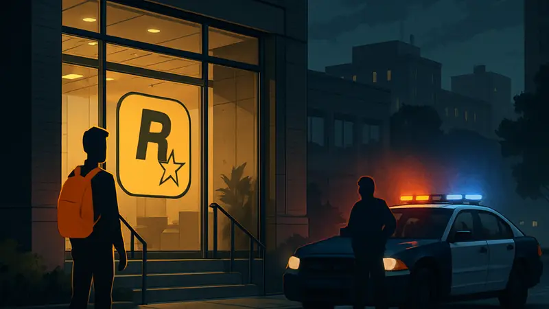 Ютубер стоит у офиса Rockstar Games, полиция вызвала его после инцидента с GTA 6.